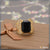 Black stone and diamond gold plated ring for men - Style B268