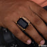 1 Gram Gold Forming Blue Ring with Diamond Gorgeous Design Ring for Men - Style A987
