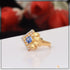 1 Gram Gold Plated Blue Stone With Diamond Designer Ring For Ladies - Style Lrg-087