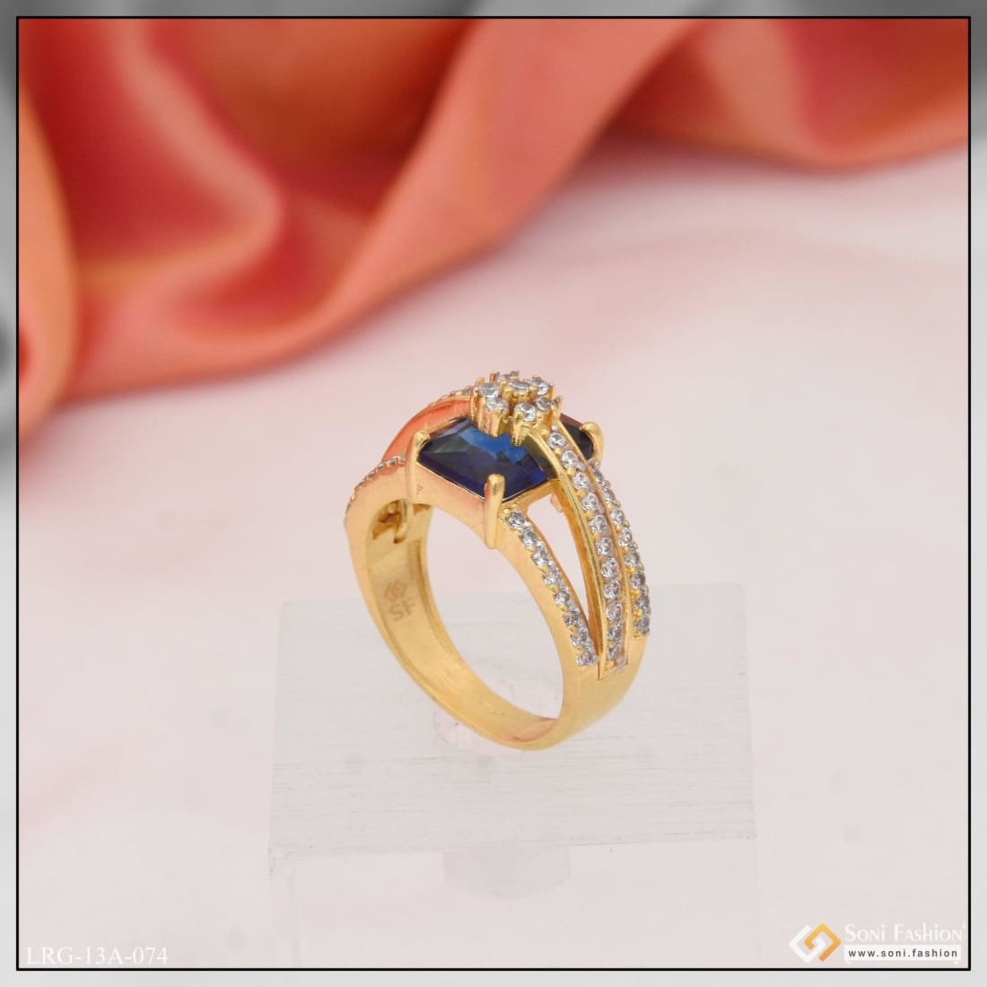 22K Gold Ring for Women with Cz - 235-GR8056 in 2.300 Grams
