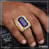 1 Gram Gold Forming Blue Stone with Diamond Fashionable Design Ring - Style A929