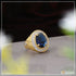 1 Gram Gold Plated Blue Stone With Diamond Hand-crafted Ring For Men - Style B386