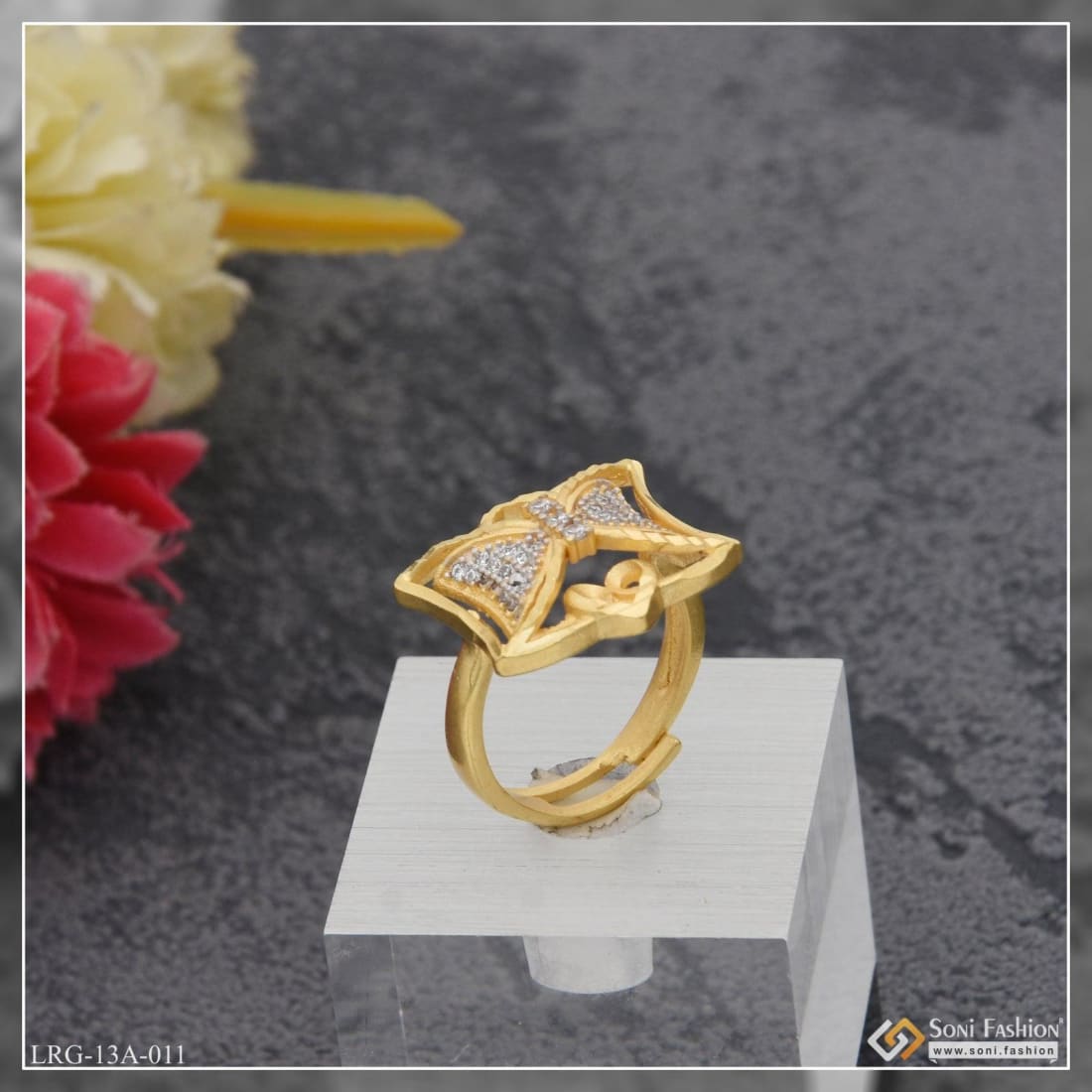 Twin Flower Adjustable Gold Ring