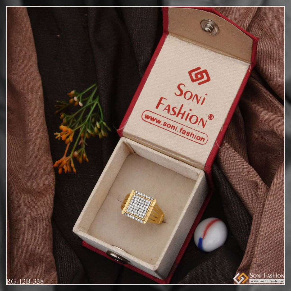 Good Luck Men's 14K Yellow Gold Nugget Horseshoe Diamond Ring 0.5ct by  Luxurman 000760