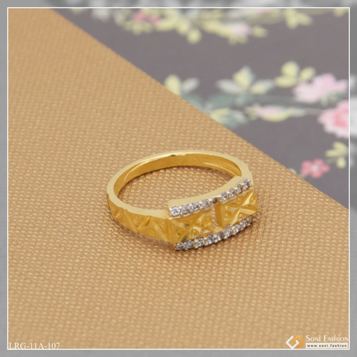 Gram Gold Plated With Diamond Eye-catching Design Ring For