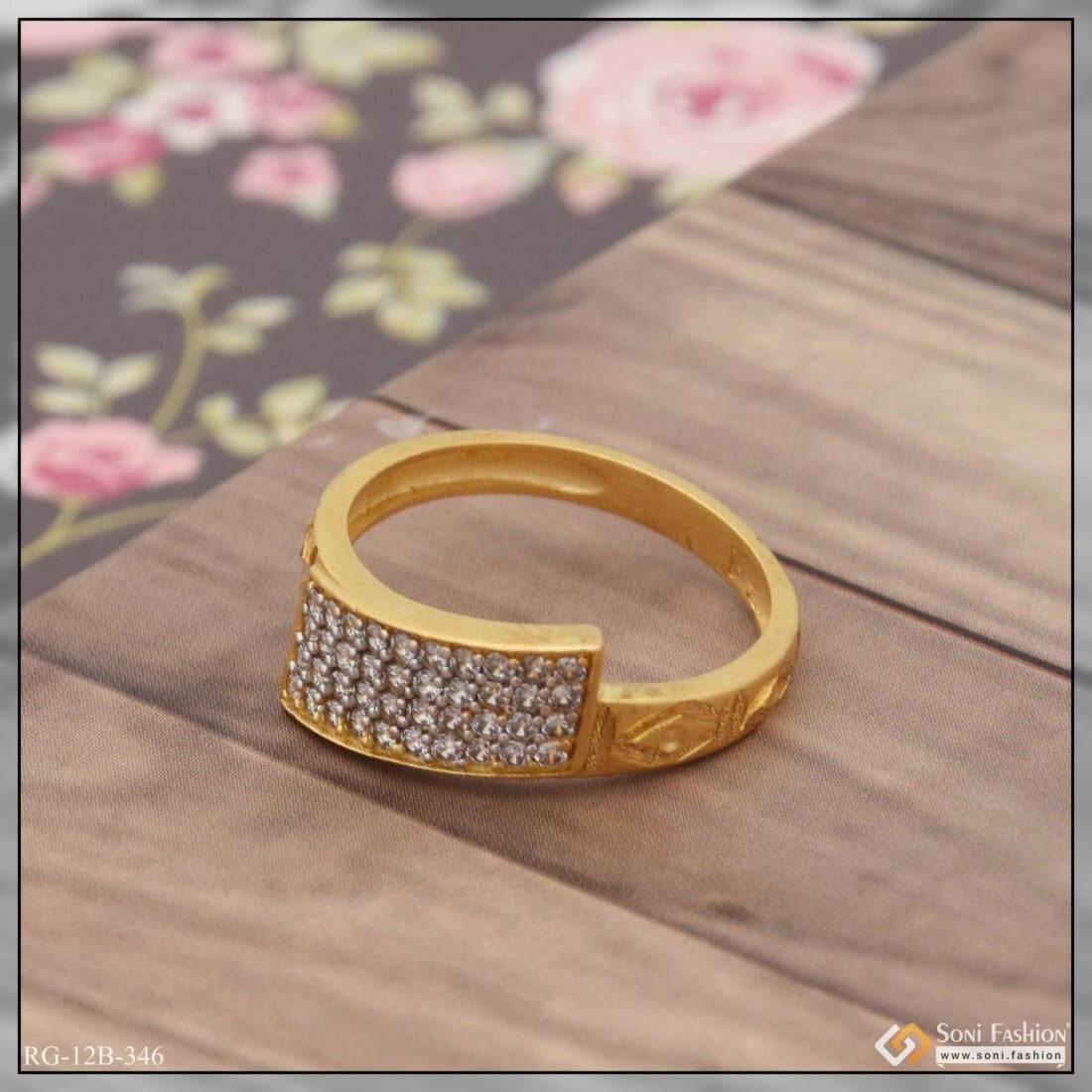 22k Gold Ring Beautiful Enameled Stone Studded Ladies Jewelry Select Size  Ring26 | eBay