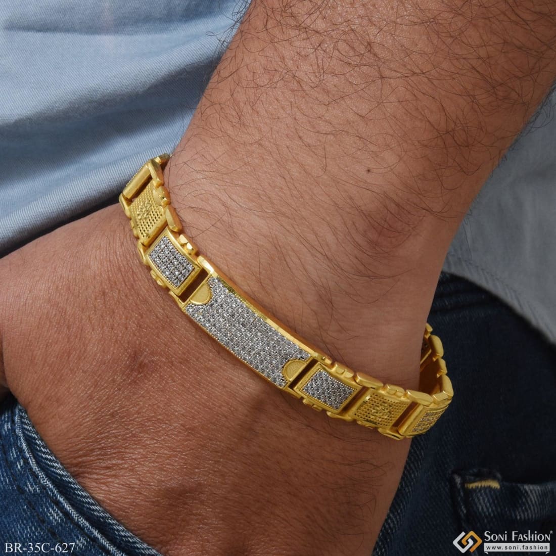 1 Gram Gold Plated Link Best Quality Elegant Design Bracelet for Men -  Style C846 – Soni Fashion®