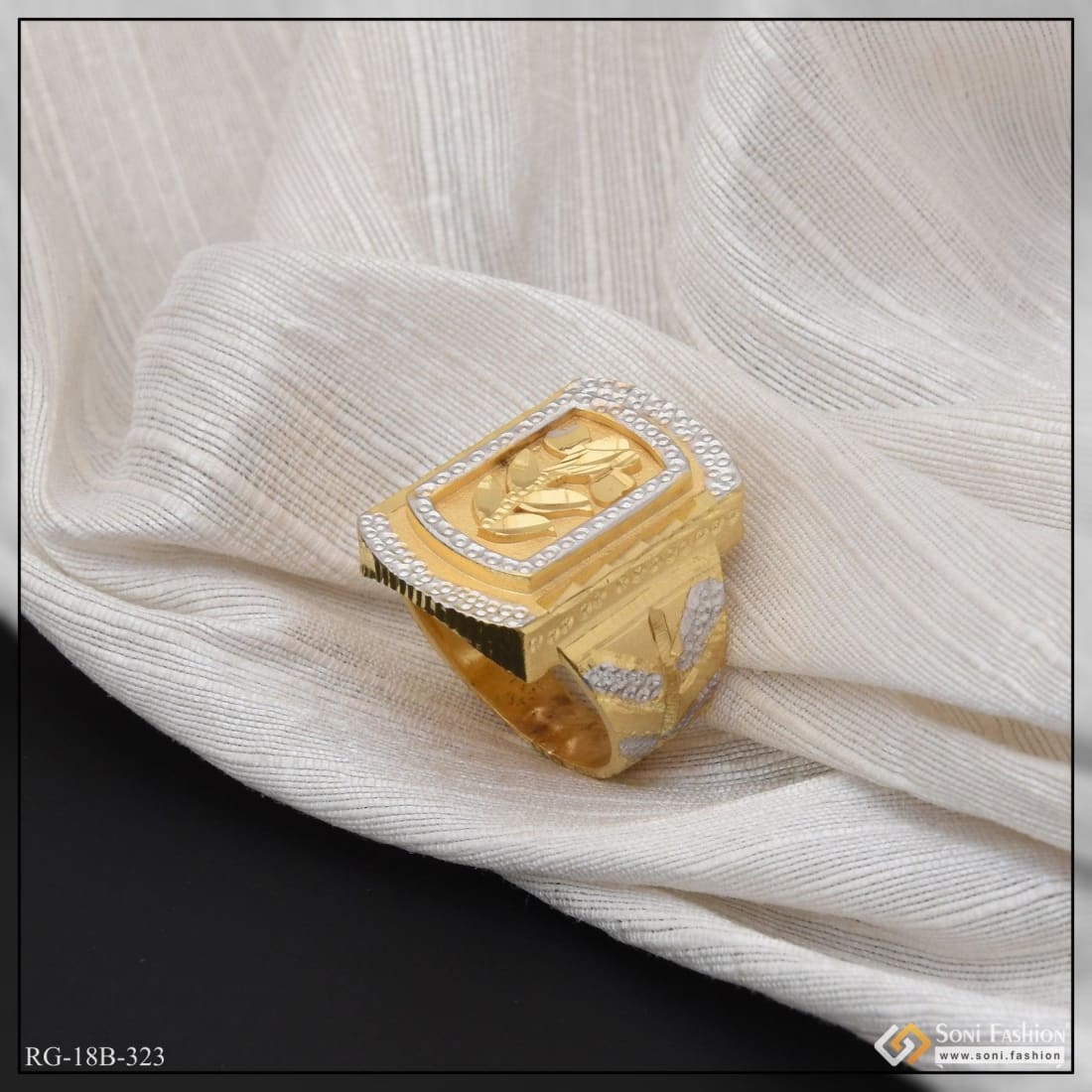 Buy Simple and Unique One Gram Gold Adjustable Three Finger Rings Attached  with Chain for Girls