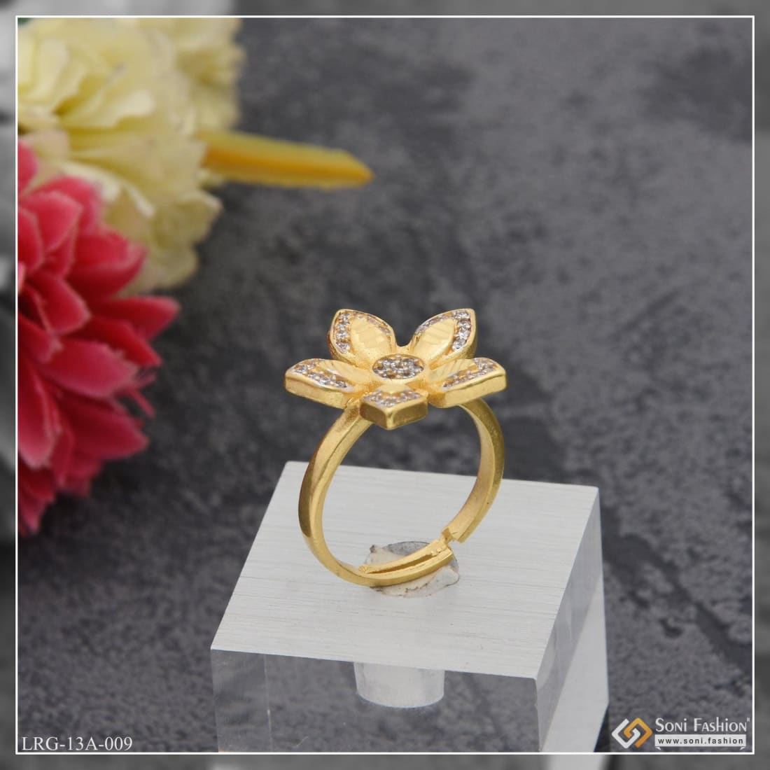 1 Gram Gold Plated Yellow Stone With Diamond Funky Design Ring For – Soni  Fashion®