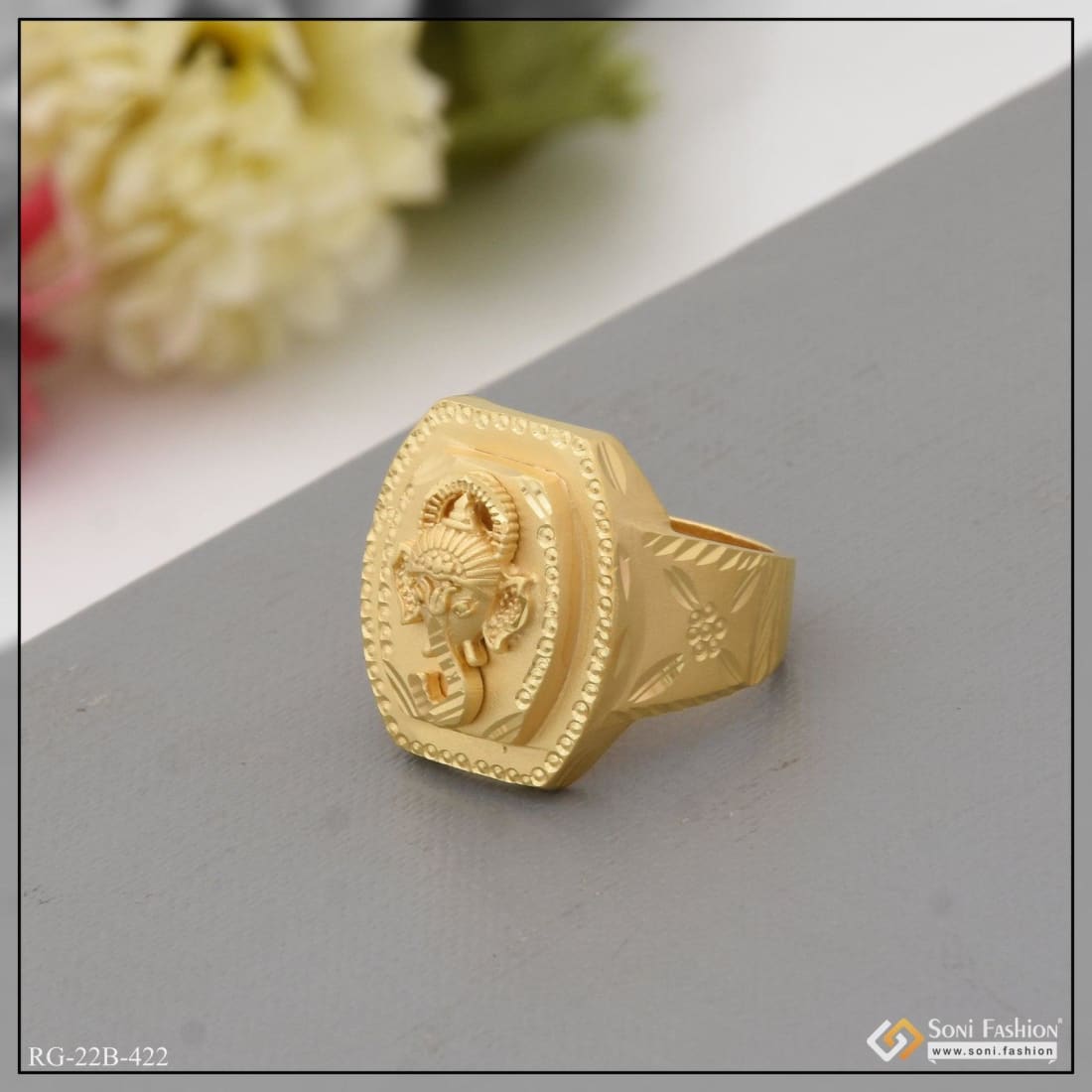 1 gram gold forming ganpati best quality durable design ring for men - –  Soni Fashion®