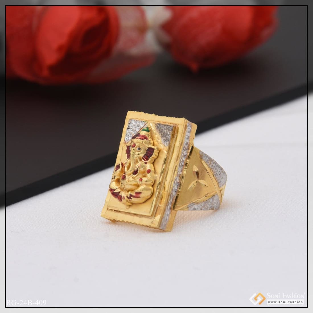 Buy quality 22 carat gold ganesha symbol gents rings RH-GR650 in Ahmedabad