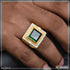 1 Gram Gold Plated Green stone Dainty Design Best Quality Ring for Men - Style B183