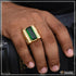 1 Gram Gold Forming Green Stone with Diamond Funky Design Ring for Men - Style A783