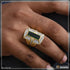 1 Gram Gold Plated Green Stone With Diamond Funky Design Ring For Men - Style B348