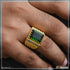 1 Gram Gold Plated Green Stone With Diamond Funky Design Ring For Men - Style B355
