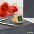 1 Gram Gold Plated Green Stone With Diamond Funky Design Ring For Men - Style B482
