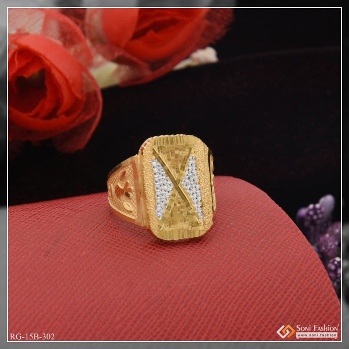 gram gold plated hand-crafted delicate design ring for men
