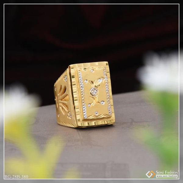 Modernistic Detailed 22 Karat Gold Box Ring