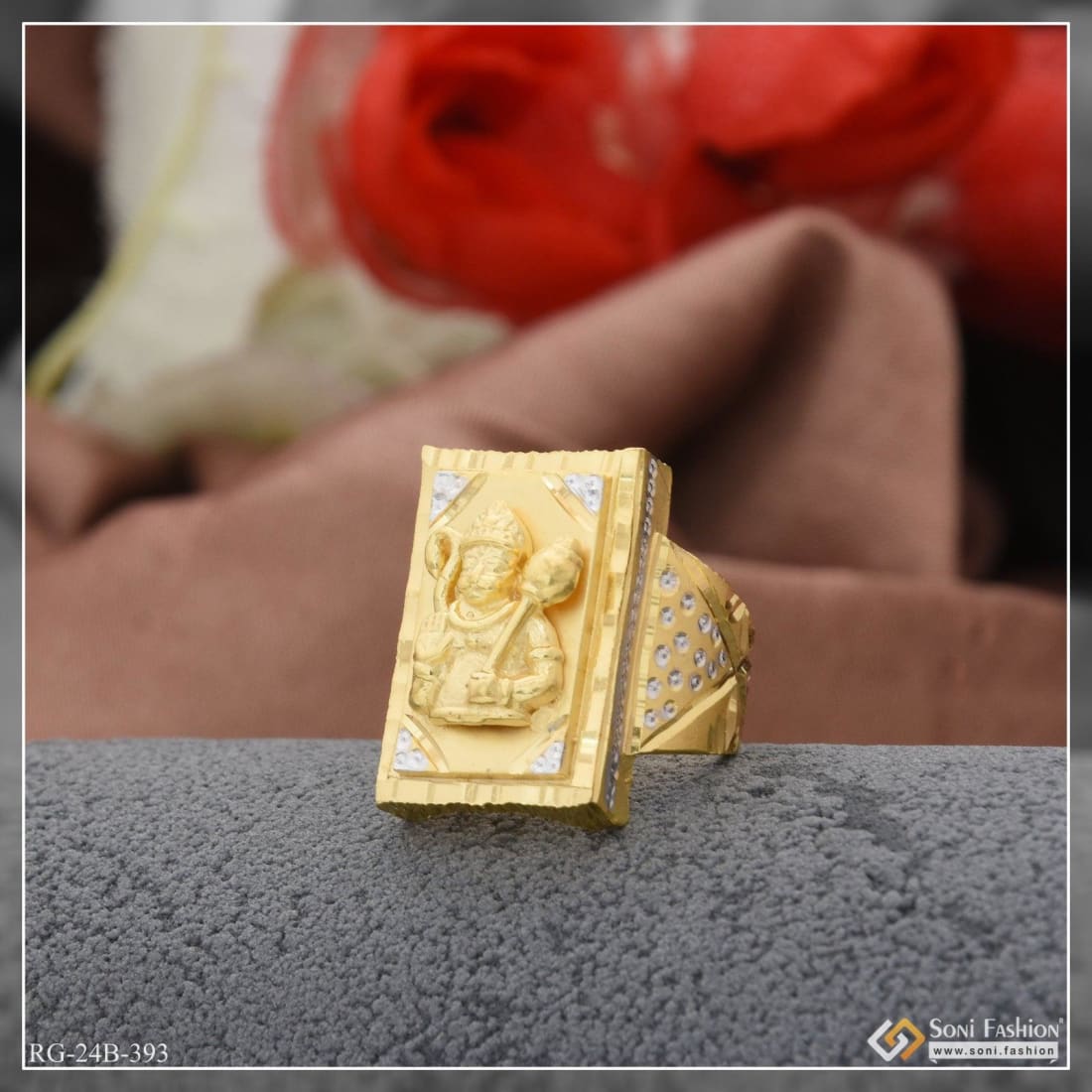 1 gram gold plated hanumanji chic design superior quality ring style b393 soni fashion 875