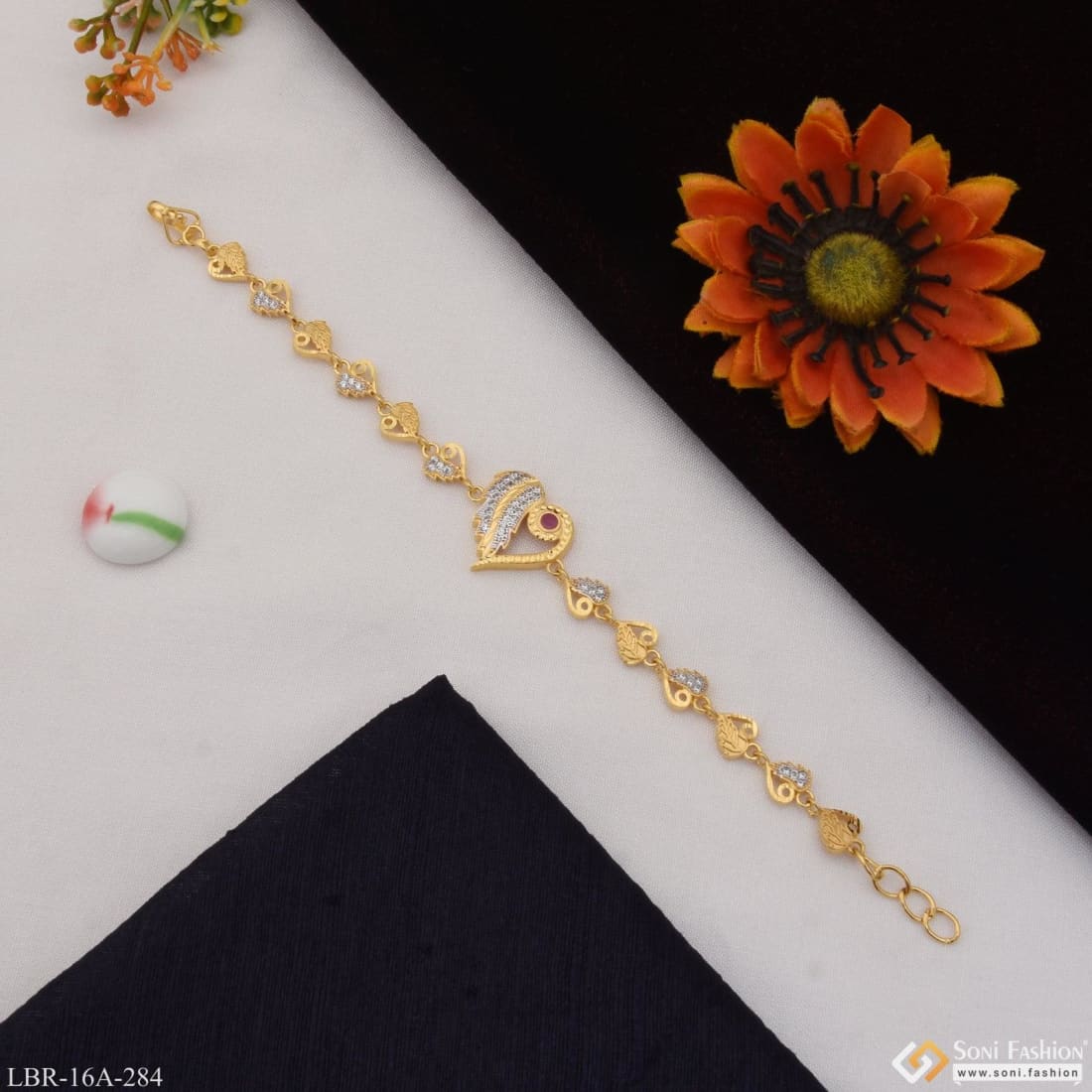 24K Gold Link Bracelet For Women (SJ_3104) – Shining Jewel