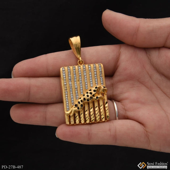 Gram Gold Plated Jaguar With Diamond Antique Design Pendant For