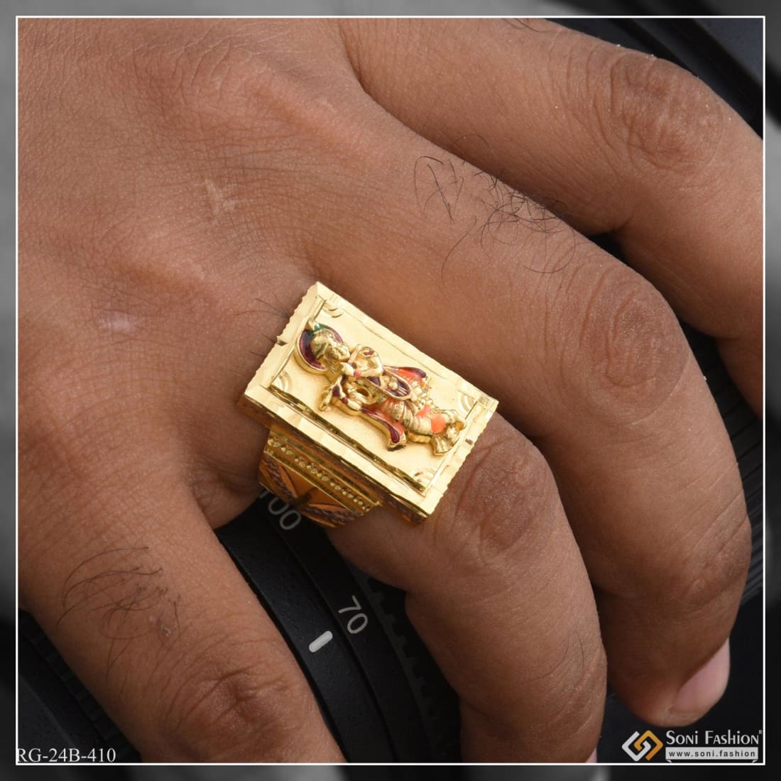 Black Color Lord Krishna Meenakari Finger Ring For Women (KMR609BLK)