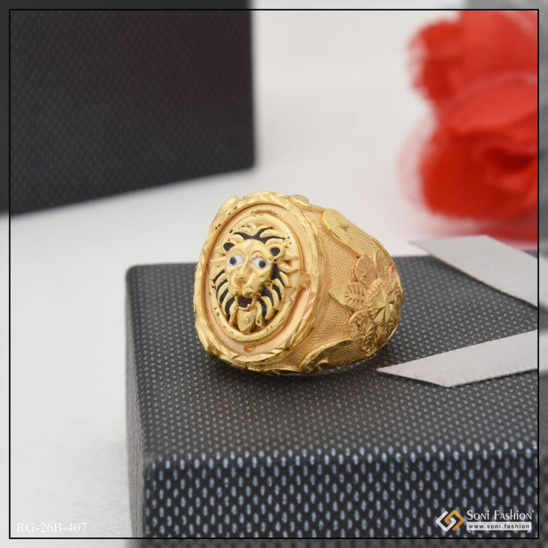 Konstantino Greek Myth Lion Head Ring in Silver and Gold