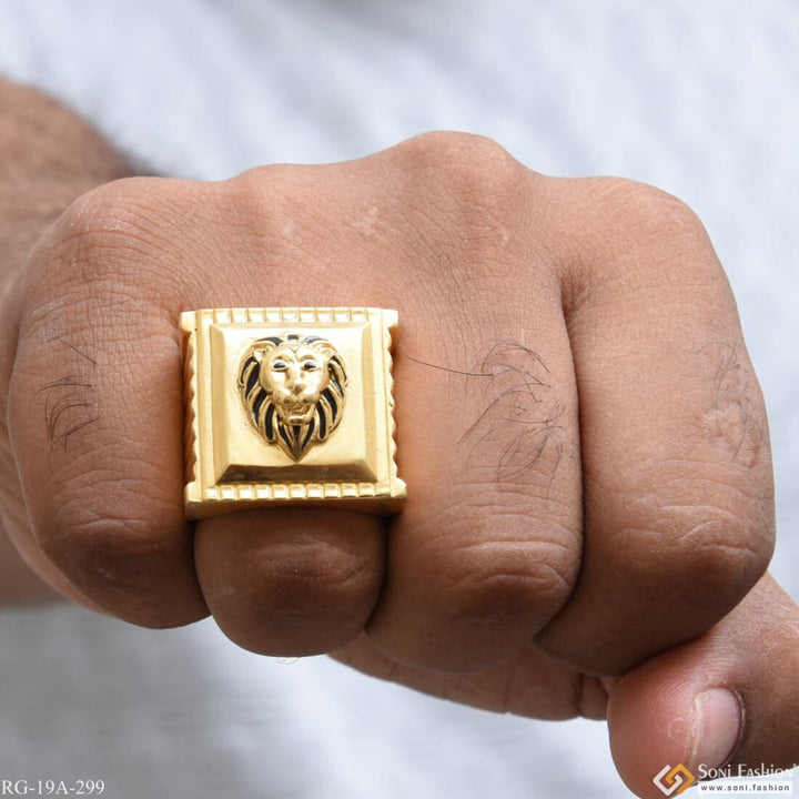 Gram Gold Plated Lion Face Attention-getting Design Ring For Men