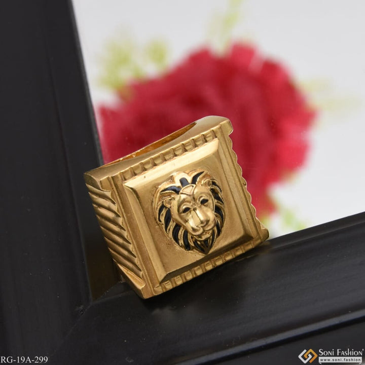 Gram Gold Plated Lion Face Attention-getting Design Ring For Men