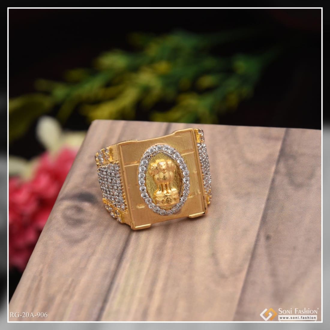 BEEZAL 14KT Wonderful Traditional Diamond Gold Ring Designed (Weight: More  than 1.20gms) with Cubic Zironica | With Size Adjustable - SNT Gold