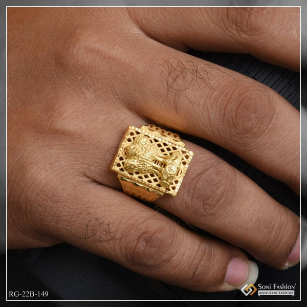 1 Gram Gold Forming Yellow Stone Artisanal Design Ring for Men - Style A520  – Soni Fashion®