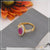 1 Gram Gold Plated Pink Stone With Diamond Chic Design Ring
