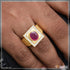1 Gram Gold Plated Pink Stone with Diamond Antique Design Ring for Men - Style B180