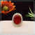 1 Gram Gold Plated Red Stone Ring with Diamond Halo - Style A954