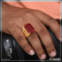 1 Gram Gold Forming Red Stone with Diamond Best Quality Ring for Men - Style B003