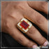 1 Gram Gold Plated Red Stone with Diamond Best Quality Ring for Men - Style B313