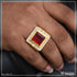 1 Gram Gold Plated Red Stone with Diamond Antique Design Ring for Men - Style B179