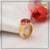 1 Gram Gold Plated Red Stone With Diamond Glamorous Design Ring - Style A967