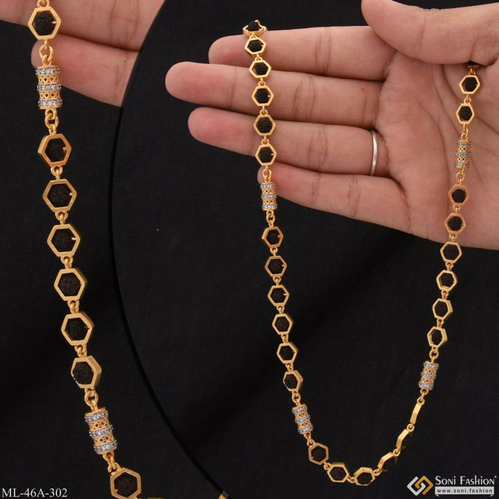 Gram Gold Plated Rudraksha Mala With Diamond Glamorous Design