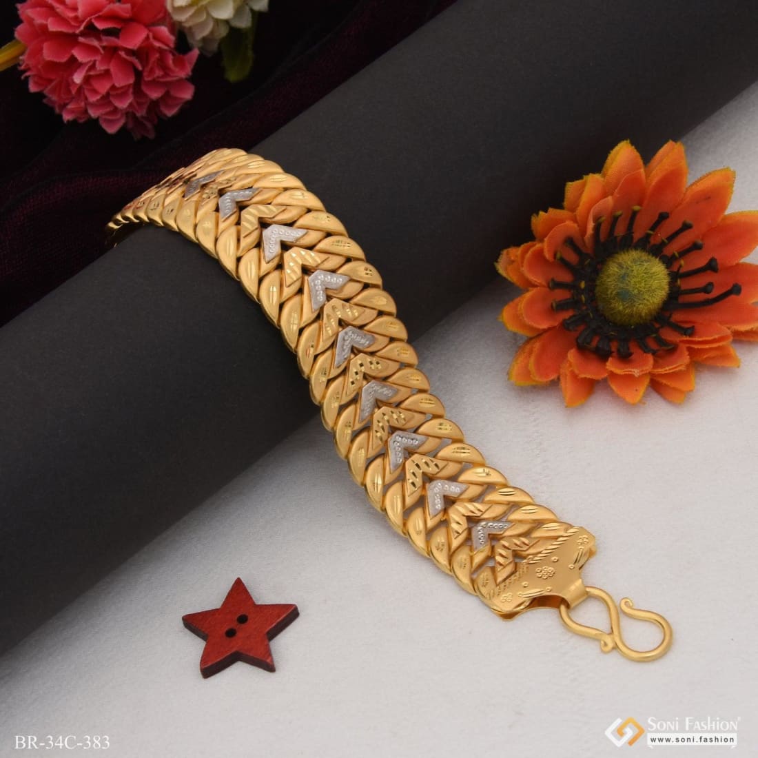 18k Solid Yellow Gold Handmade Curb Link Mens Bracelet 9.5