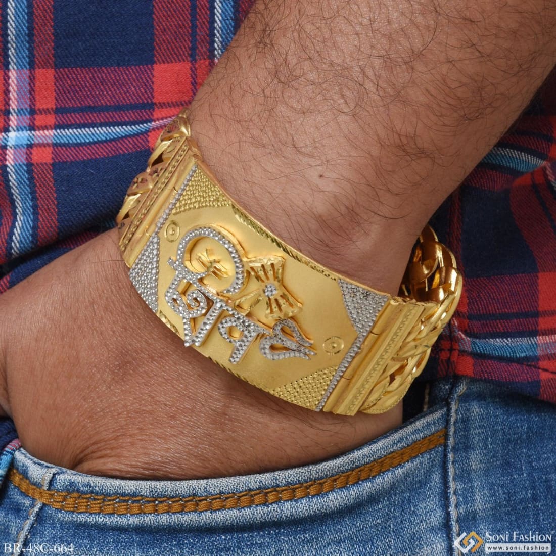1 gram gold plated shiv decorative design best quality bracelet style c664 soni fashion