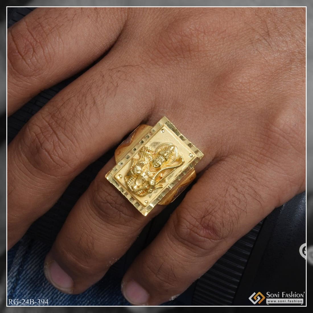 Buy quality 22k Gold Plain Trishul Design Gents Ring in Ahmedabad