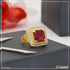 1 Gram Gold Plated Red Stone with Diamond Amazing Design Ring for Men - Style B481
