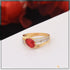 1 Gram Gold Plated Red Stone With Diamond Chic Design Ring For Ladies - Style Lrg-094