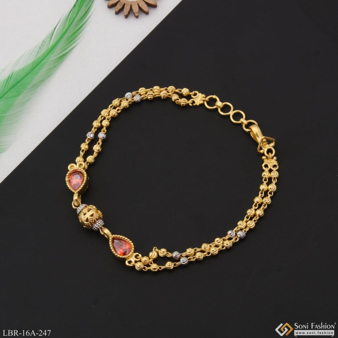 latest light weight gold stones bracelet design - YouTube