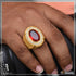 1 Gram Gold Forming Red Stone Streamlined Design Superior Quality Ring - Style B001