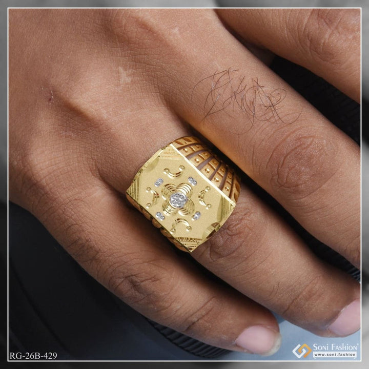 gram gold plated superior quality sparkling design ring for men