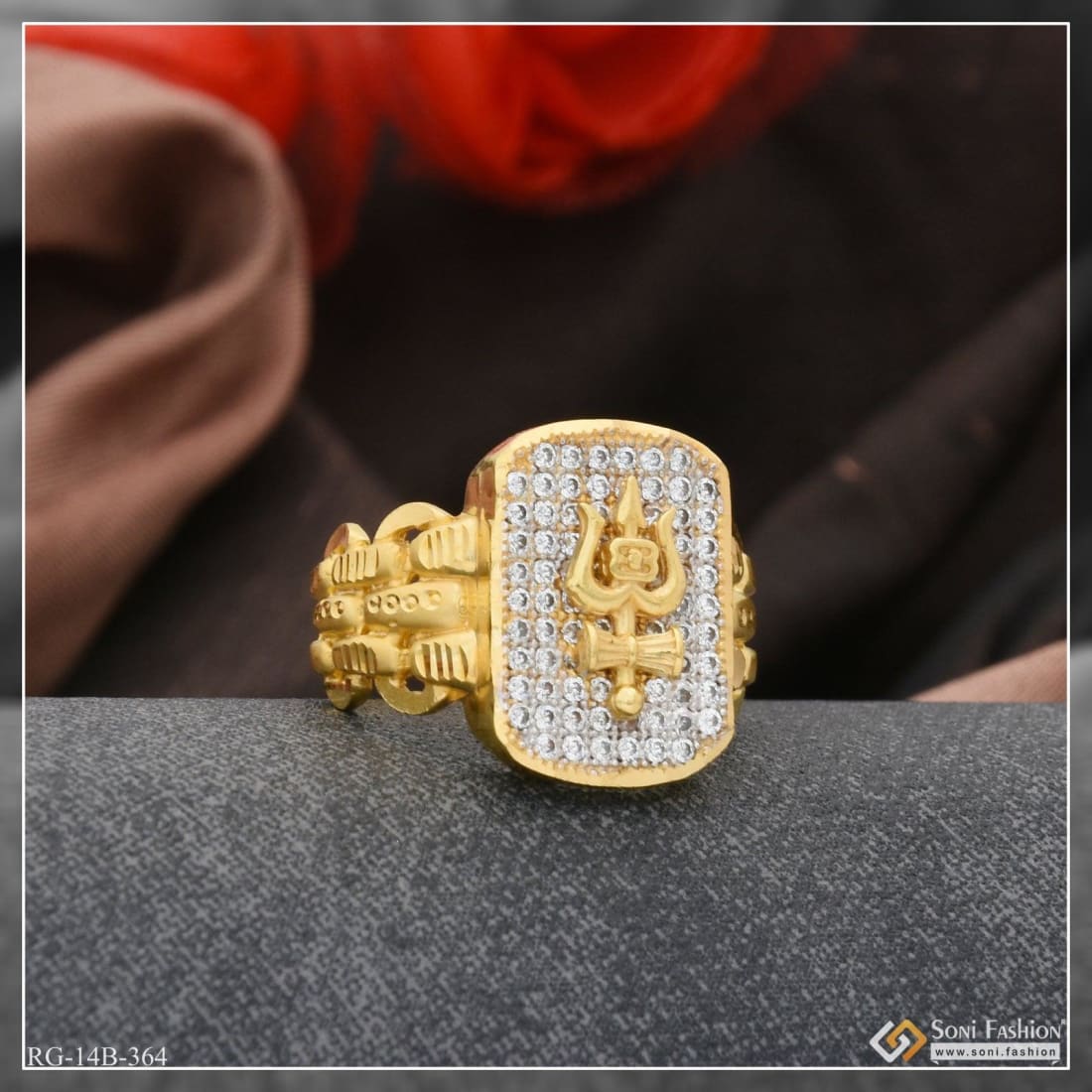 1 gram gold plated trishul diamond funky design ring style b364 soni fashion 742