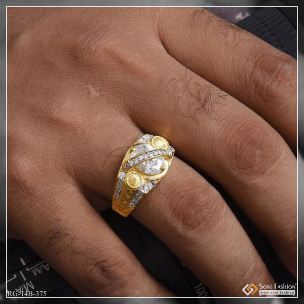 Gold tone cz white-green stone finger ring dj-40054 – dreamjwell