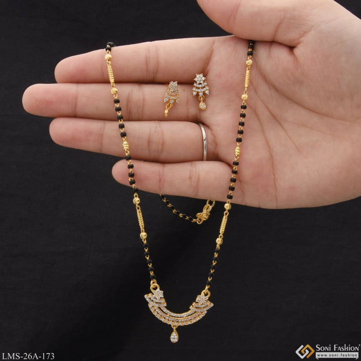 Gram Gold Plated With Diamond Cool Design Mangalsutra Set For